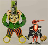 HAND SQUEEZE TIN TOYS W/ ADVERTISMENT