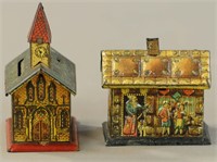 CABIN & CHURCH PENNY TOY MONEY BOXES