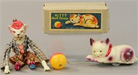 TWO MECHANICAL CELLULOID CAT TOYS
