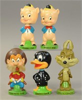 GROUPING OF 5 WARNER BROTHERS COMIC BOBBLEHEADS