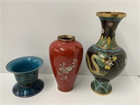 3 CHINESE CLOISONNE VASES