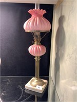 VICTORIAN PINK GLASS KERO LAMP
