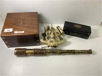 REPRODUCTION BOXED SEXTANT AND TELESCOPE