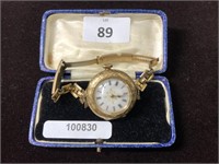 VICTORIAN 15KT WATCH WITH PORCELAIN FACE
