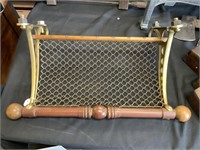 BRASS AND TIMBER CARRIAGE RACK