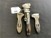 3 MINIATURE ADJUSTABLE WRENCHES (KING DICK)
