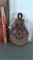 Wood pulley- approx 10.5"T