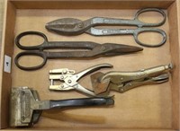 flat lot tin shears, vise grip AR & asstd tools