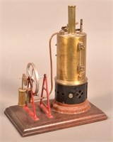 Unsigned Vertical Steam Engine on Wood Base.
