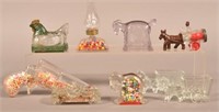 Lot of Nine Vintage Glass Candy Containers.