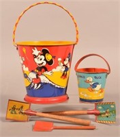 Mickey Mouse and Donald Duck Tin Lithograph Sand P