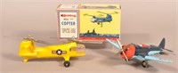 Hubley Diecast Helicopter and Airplane.