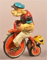 Linemar Tin Lithograph Popeye Cyclist Wind-up Toy.