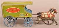 Tin Lithograph Horse-Drawn Delivery Wagon.