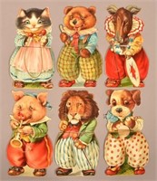 Six German Die-cut Bi-fold Character Animals.