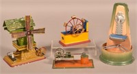 4 German Lithograph Tin Steam Toy Accessories.