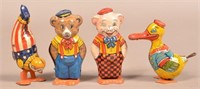 Four J. Chein & Co. Tin Lithograph Wind-Up Toys.