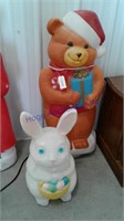 2 blow molds, Bear (broken paw), rabbit