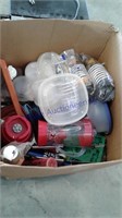 Large Box, blender, cups,assorted kitchen supplies