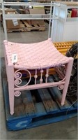 Pink wicker stool