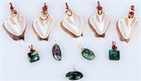 Jewelry Lot of Wire Wrapped Shell Pendants
