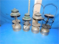 4 gas lanterns, only on has globe