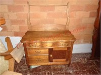 Antique oak commode dresser cabinet