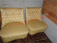 2 retro gold upholstered chairs