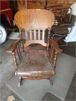 Antique oak spring rocker rocking chair