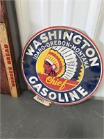 Washington Gasoline enamel sign, 11.75" across