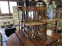 Set Of 6 Sabre Leg Burl Wood Cane Seat Side Chairs