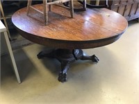 Oak Circular Pedestal Extension Table