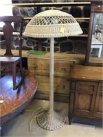 Vintage Tan Wicker Floor Lamp