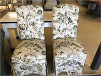 Pair Of Upholstered Floral Slipper/Bedroom Chairs.