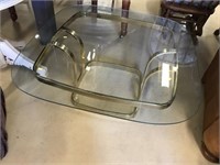 Brass Base And Glass Top Coffee Table.