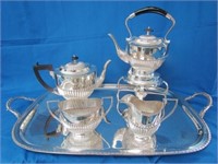 SILVER PLATED TEA SERVICE with KETTLE