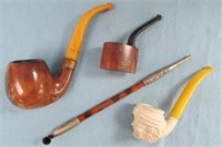 COLLECTION OF FOUR TOBACCO SMOKING PIPES
