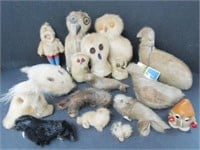 COLLECTION OF 17 INUIT SEALSKIN TOYS