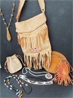 NATIVE INDIAN LEATHER AND BEADWORK ITEMS