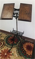 Oak Dictionary Stand w/Ornate Cast Iron, 19th C