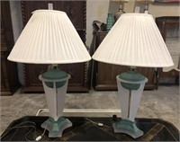 Pair, Deco Style Lucite Table Lamps by Bauer Lamp