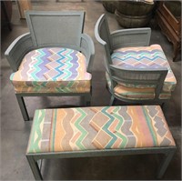 Pair, Contemporary Arm Chairs w/Bench