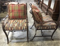 Pair, Bridle & Buckle Strap Arm Chairs w/Cushions