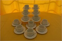 12 White Coffee Cups & Saucers