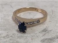 14k YG Sapphire and Diamond Ring size 6 1/2