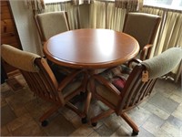 Formica Oak Kitchen Table W/4 Chairs- 18" Leaf