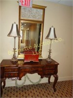 CARVED CONSOLE & GOLD COMPOSTION MIRROR