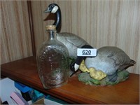 (2) Ceramic Geese & Pancake Syrup Bottle