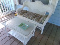Plastic Wicker Couch & Coffee Table