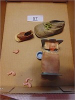 Little Plastic Baby Doll with Bed; Baby Shoes (2)